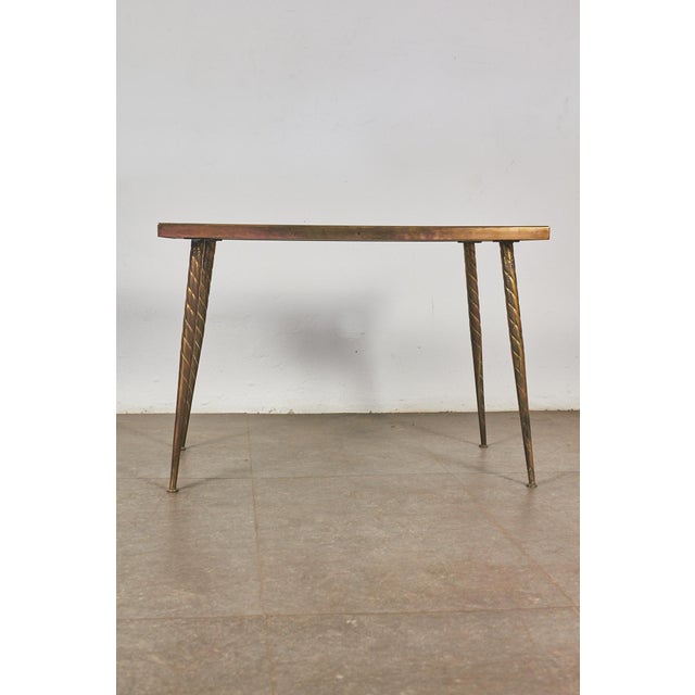 Blue Brass Coffee Table and Blue Mirror attributed to Cesare Lacca, 1950s For Sale - Image 8 of 16