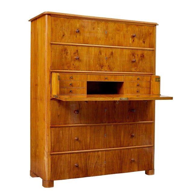 Tall 19th Century Elm Secretaire Chest of Drawers For Sale - Image 11 of 12