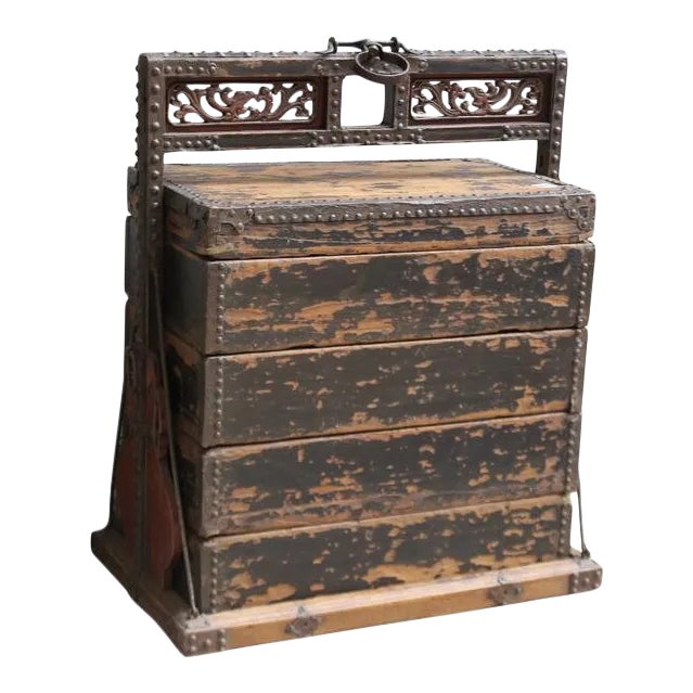 1930s Asian Vintage Restaurant Wood Food Box For Sale