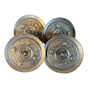 Large Early 20th Century Prairie School Brass Hardware Cabinet Knobs - Set of 4