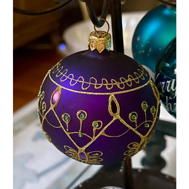 Hollywood Regency Blown Glass Polish Vintage Ornaments - Set of 3 For Sale - Image 3 of 10