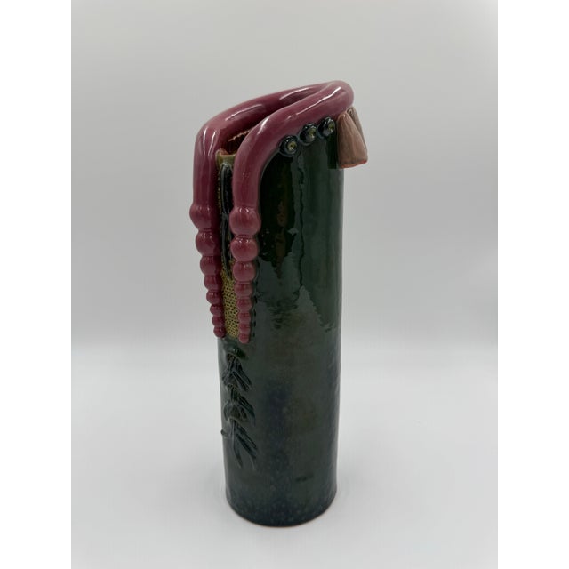 Green Vintage Studio Pottery Organic Design Titled De Alla For Sale - Image 8 of 9