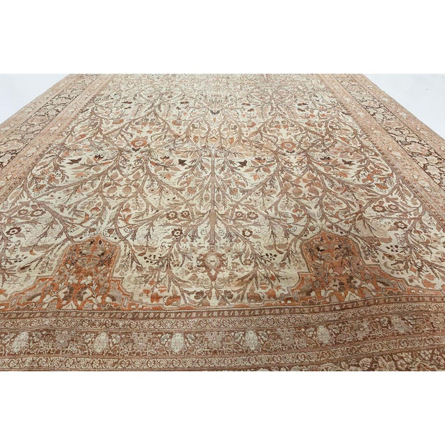 Brown 19th Century Persian Tabriz Beige and Brown Handwoven Wool Rug For Sale - Image 8 of 9