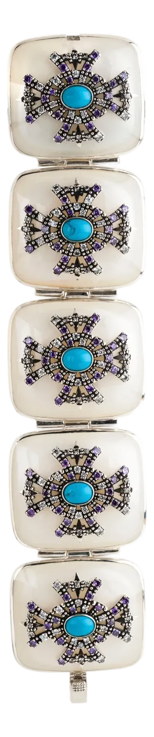 Miriam Salat Morrish Link Resin & Sterling Silver Bracelet Set With White Topaz