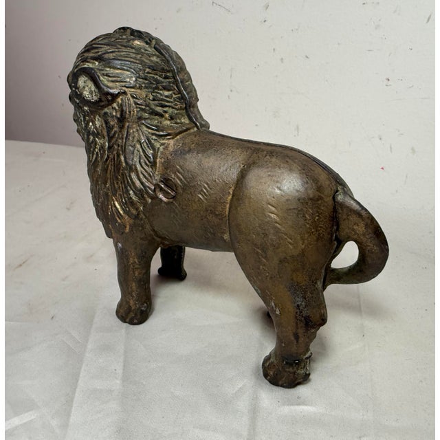Antique Early 1900s Ac Williams Hand Painted Cast Iron Lion Still Bank For Sale - Image 10 of 12