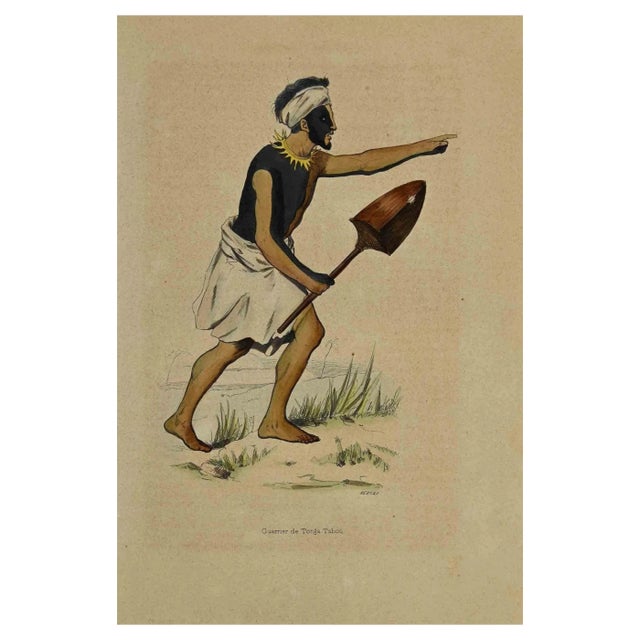 Auguste Wahlen, Guerrier de Tonga Tabou, Lithograph, 1844 For Sale