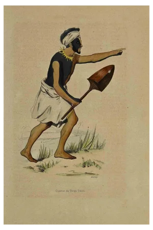 Auguste Wahlen, Guerrier de Tonga Tabou, Lithograph, 1844