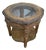 Late 20th Century French Louis XVI Style Carved Wood & Marble Glass Top Round Side Table For Sale