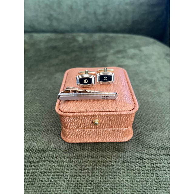 Metal Rare Vintage Dupont Lighter & Christian Dior Cufflinks & Neck Tie Gift Set For Sale - Image 7 of 18