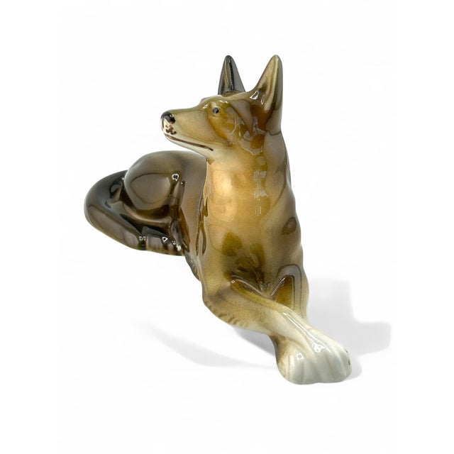 1960’s Royal Dux porcelain German shepherd dog statue made in Czechoslovakia. He is one of two I have- he measures 3” high...