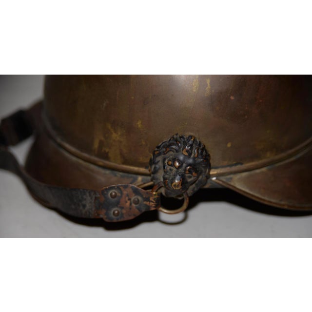 Art Deco 19th Century Brass French Fire Bridage Helmet C.1890s For Sale - Image 3 of 9