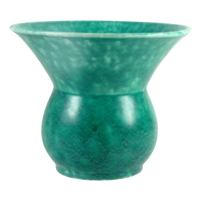 English Green Glaze Pottery Vase, 1930s For Sale