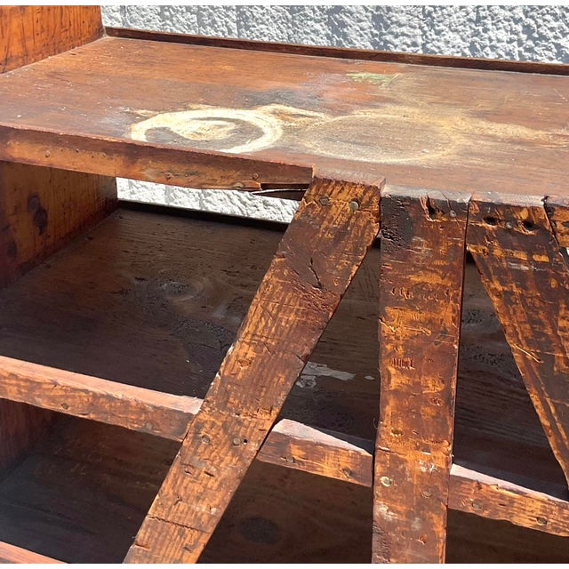 Wood Vintage Boho Industrial Etagere on Wheels For Sale - Image 7 of 12