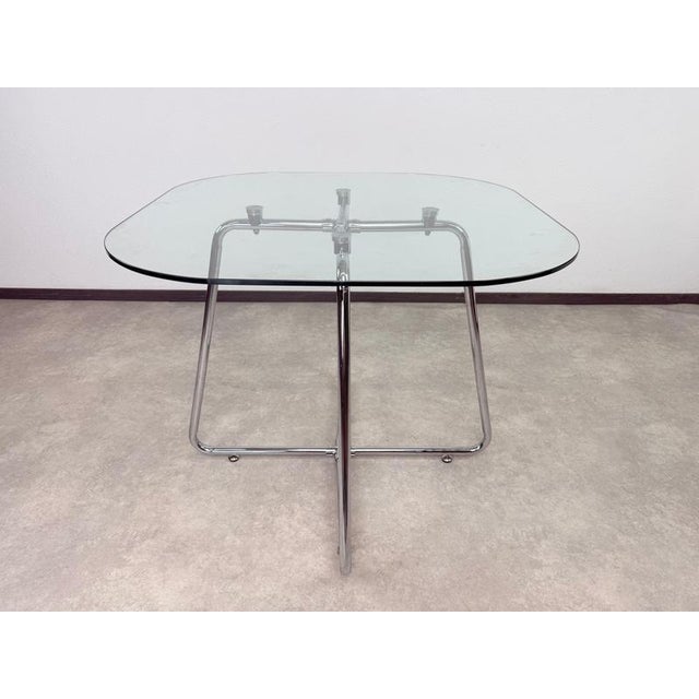 Mid-Century Modern Italian Tubular Chrome and Glass Dining Table, 1970s For Sale - Image 3 of 11