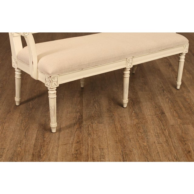 Alden Parkes Country French Louis XVI Style Caned Back Painted Settee For Sale - Image 11 of 18
