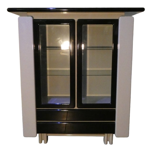 Two-Tone Lacquered Wood Bar Cabinet, Italy, 1980s For Sale