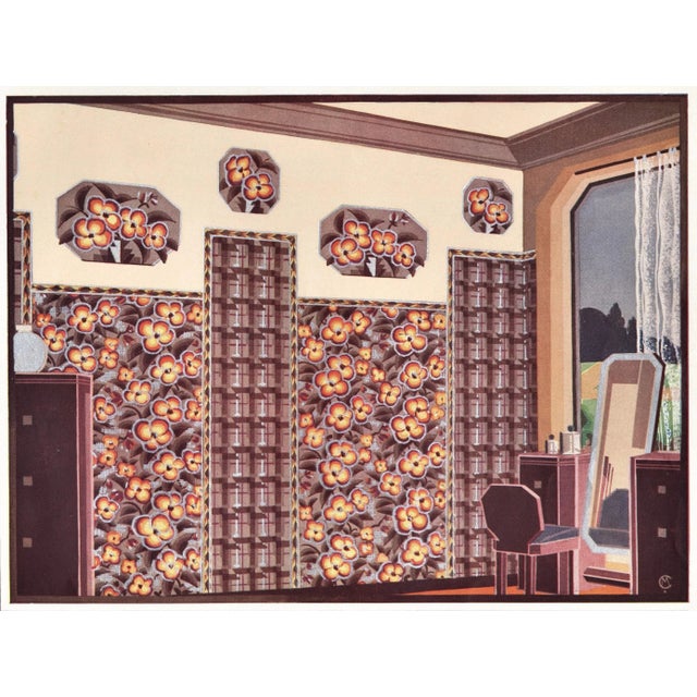 1931 French Art Deco Interior Room Design Print For Sale - Image 4 of 4