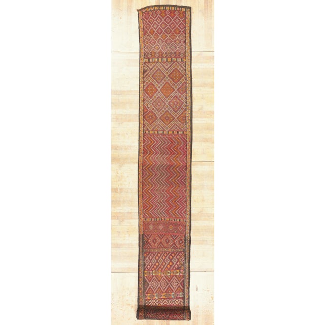 Vintage Zemmour Moroccan Kilim Rug, 03'11 X 33'04 For Sale - Image 10 of 11