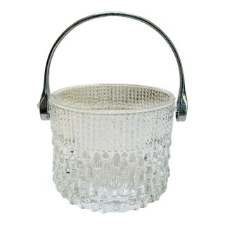 Mid 20th Century Icicle Pattern French Glass Ice Bucket For Sale