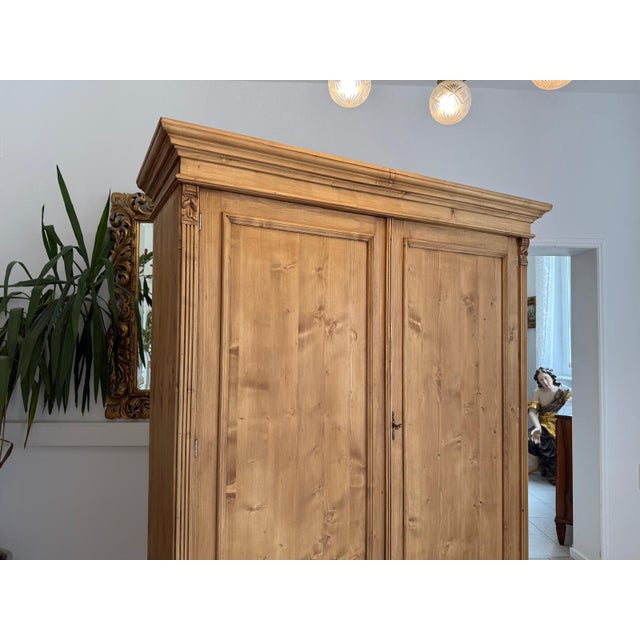 Antique Farmhouse Wardrobe in Softwood For Sale - Image 5 of 16