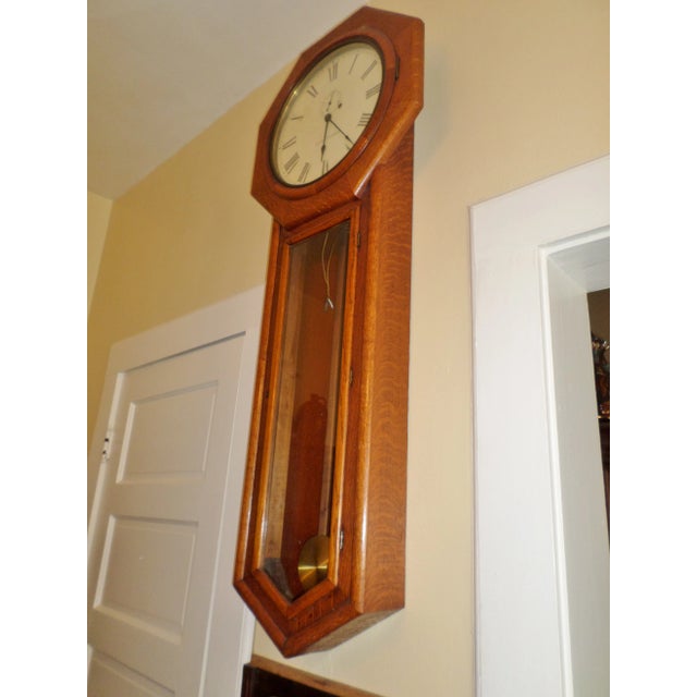Antique Seth Thomas Regulator No. 18. Solid Oak Wood Wall Regulator