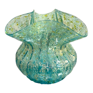 Antique Dugan Art Glass Blue/Green Small Vase
