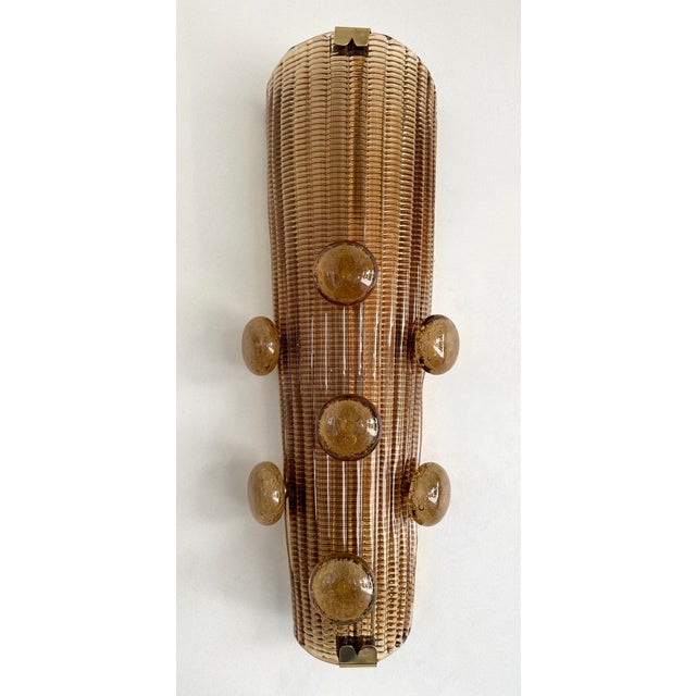 Pair of wall lights lamps sconces Macaroons in brass and Murano glass. Contemporary work from a small italian design...