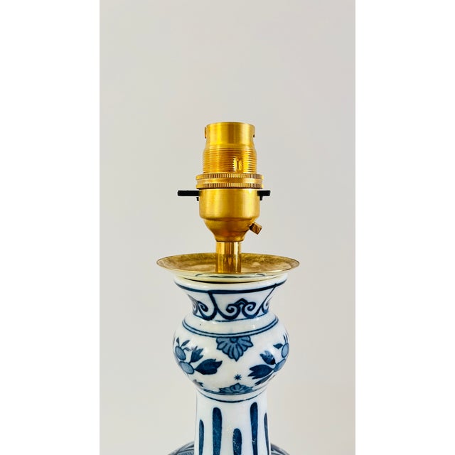Antique Delft Knob Vase Lamp from Royal Delft For Sale - Image 4 of 7