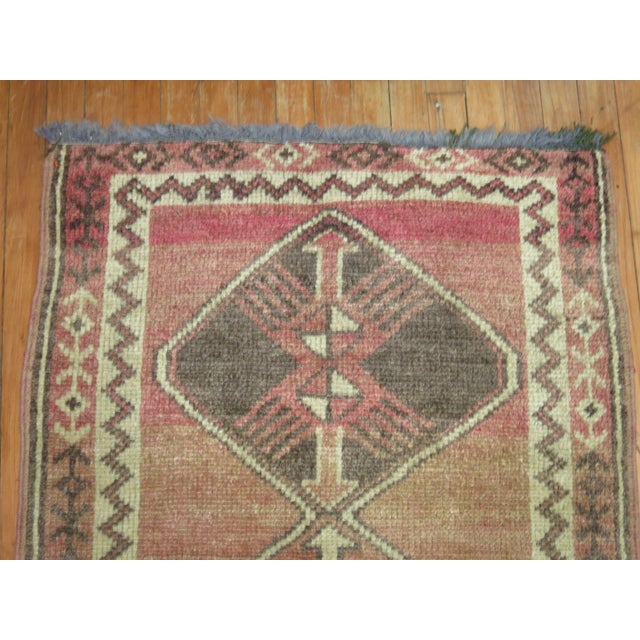 Industrial Vintage Geometric Turkish Soft Pink Runner - 2'9" x 12'6" For Sale - Image 3 of 4