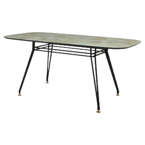 Italian Dining Table with Metal Base and Glass Top and Brass, 1950s