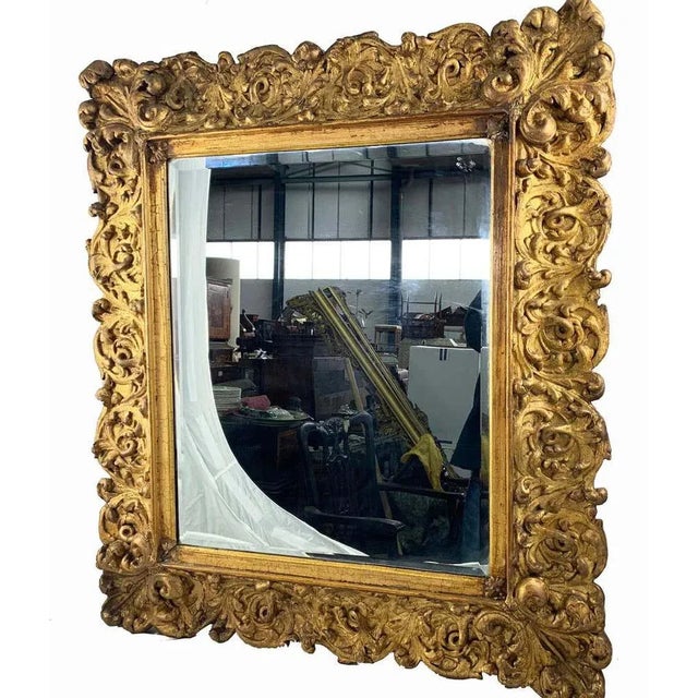 Large 19th Century Carved Giltwood Mirror For Sale - Image 5 of 7