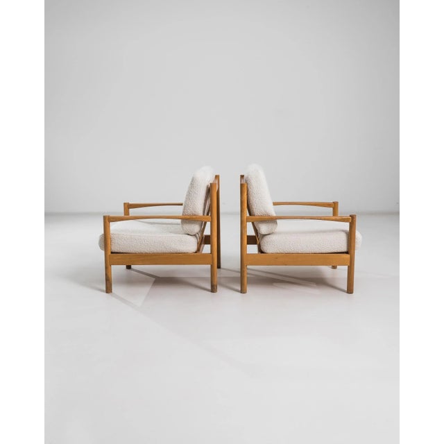 Mid-Century Modern 20th Century Czech Wooden Armchairs with Upholstered Seats and Back, a Pair For Sale - Image 3 of 7