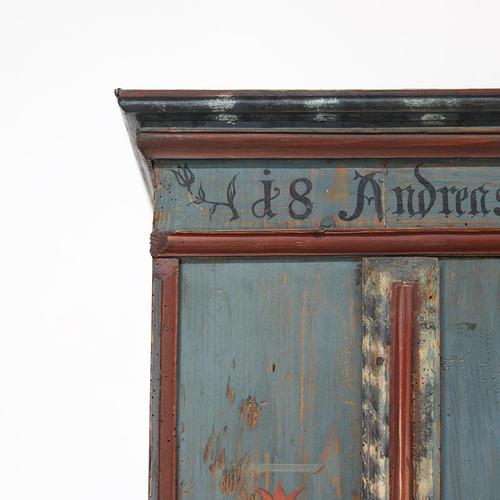 Rustic Farmhouse Folk Art Painted Bridal Cabinet, 1811 For Sale - Image 11 of 13