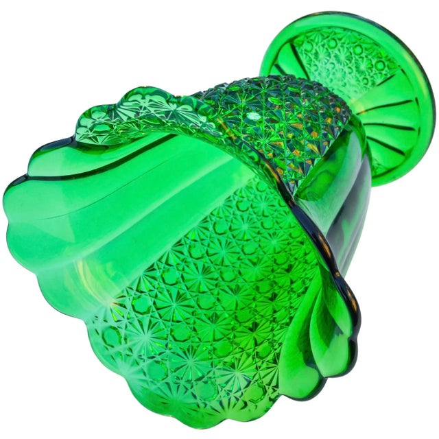 Vintage Hand-Cut Textured Green Vase For Sale In New York - Image 6 of 7