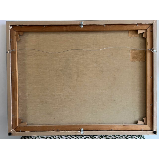 Modern Textured Harbor Scene Painting on Canvas, Framed For Sale - Image 4 of 4