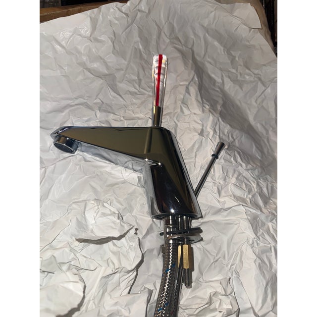 Stilo Murano Red Line Fantini Faucet, Art Glass, Chrome, Made in Italy, One Hole Deck-Mount For Sale In New York - Image 6 of 8