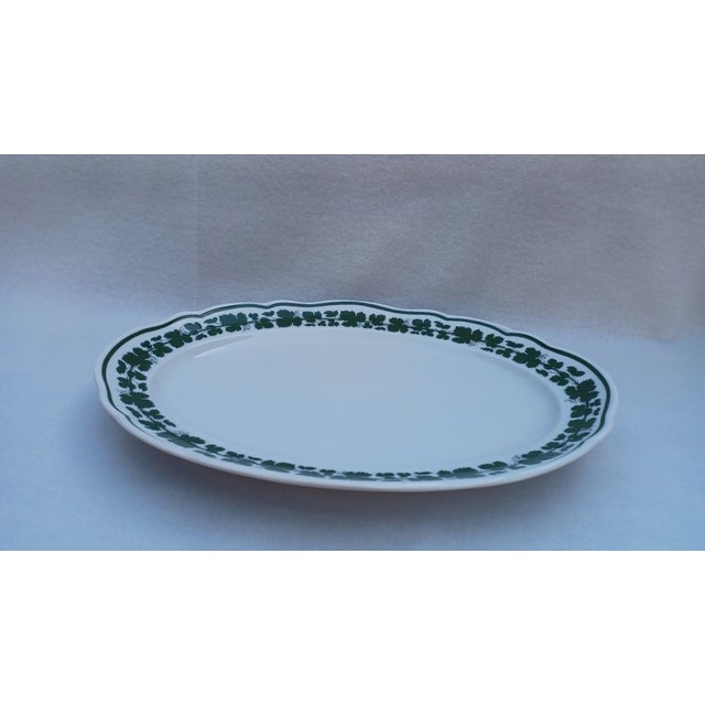 Ceramic Vintage Oval Porcelain Serving Platter in Vine Leaves Pattern from Meissen, 1960s For Sale - Image 7 of 9