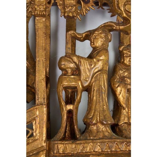Pair Chinese Giltwood Carved Architectural Relief Panels For Sale In Boston - Image 6 of 10