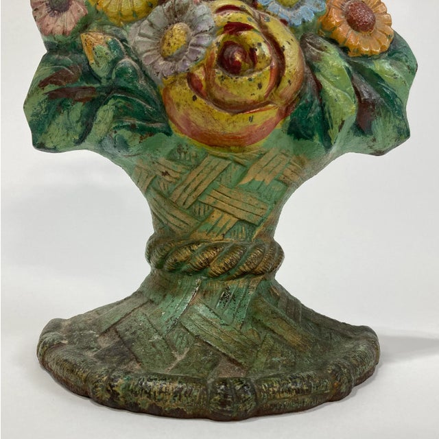 Vintage Cast Iron Flower Basket Door Stop For Sale In Kansas City - Image 6 of 6