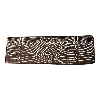Vintage Brunschwig & Fils Le Zebre Linen Print Charcoal Brown & White Cushion For Sale