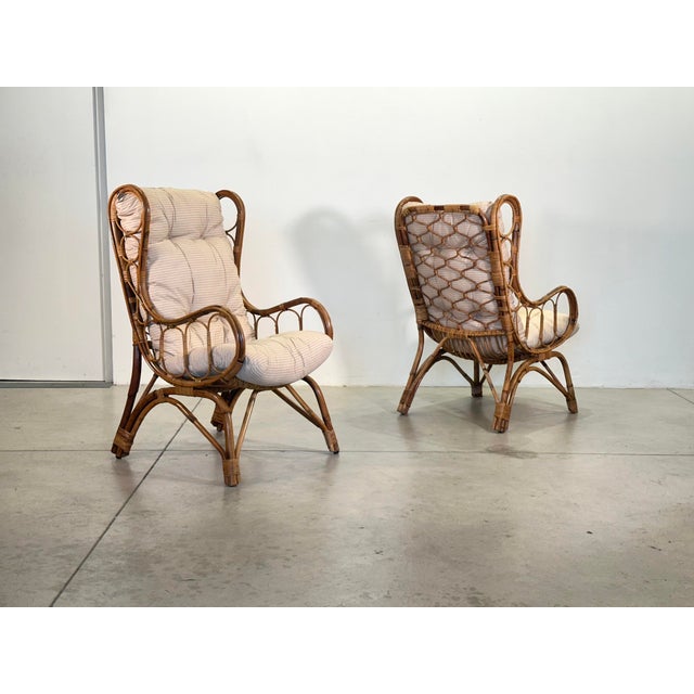 Rattan and Bamboo Living Room Set, 1970s, Set of 3 For Sale - Image 4 of 18