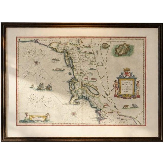 Antique New England Map, 1642 For Sale