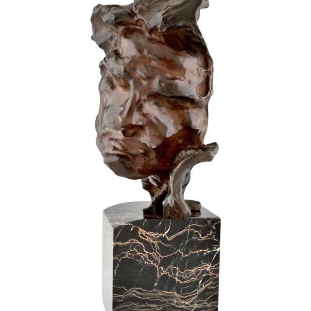 André César Vermare, Le Rhone Sculpture of Man, 1920, Bronze on Marble Base For Sale - Image 4 of 10