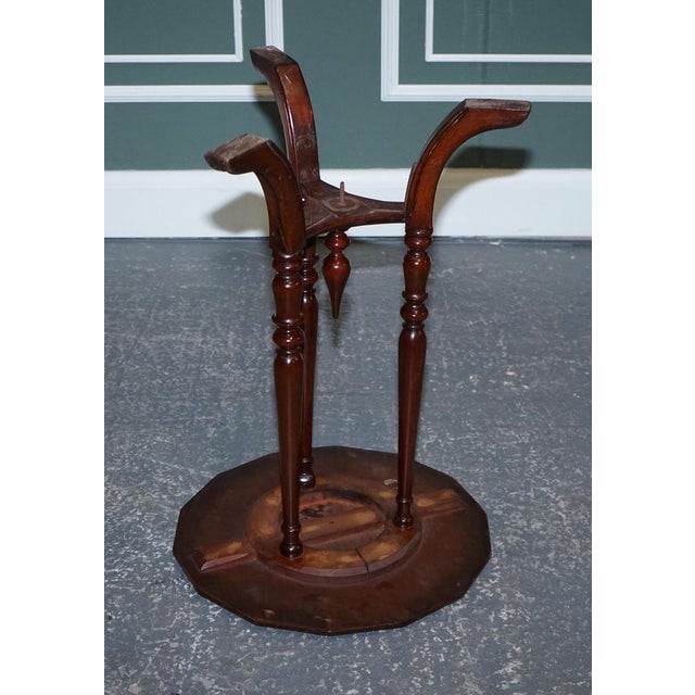 Hexagon Side Table in Hardwood with Curved Spade Feet For Sale - Image 13 of 16