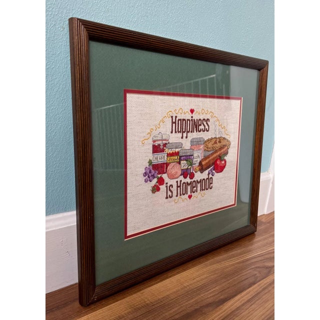 1980s Framed Cross Stitch “Happiness Is Homemade“ For Sale In Houston - Image 6 of 12