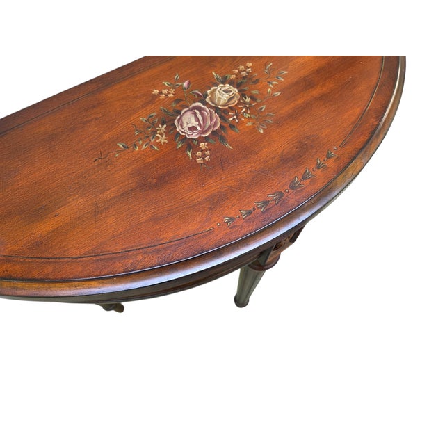 1990s Ethan Allen Tuscany Demilune Console Hall Table Server Neo Classical End Table For Sale - Image 10 of 13