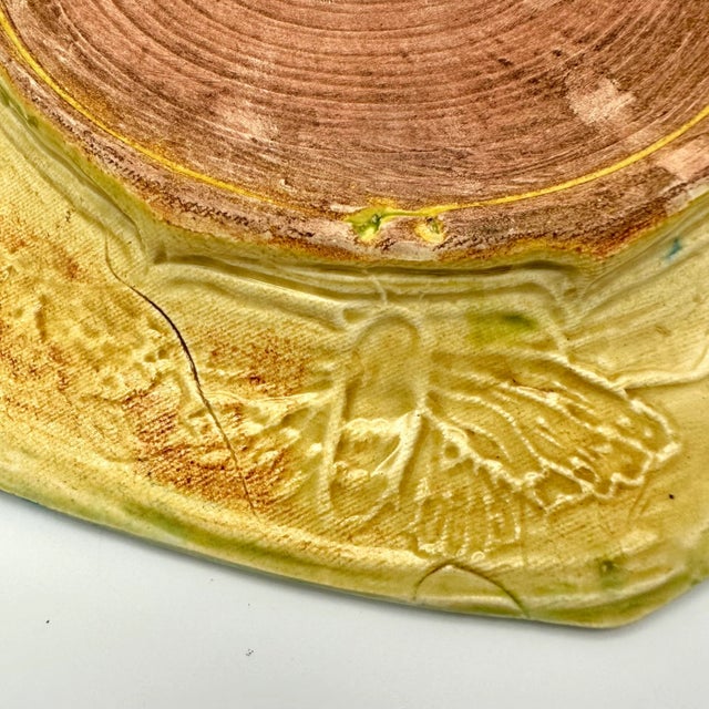 Blue Early 21st Century Studio Pottery Heptagon Fish Majolica Decorative Plate in Blue & Yellow For Sale - Image 8 of 8