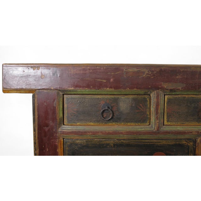 Wood Hand Painted 98" Inch Long Asian Buffet Sideboard For Sale - Image 7 of 11
