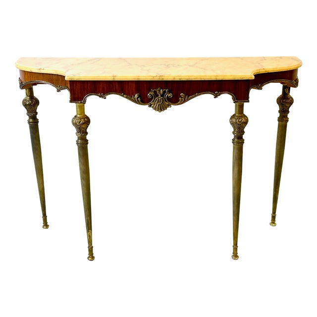 Antique Louis XVI Style Brass and Marble Console Table For Sale