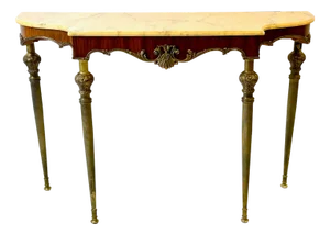 Antique Louis XVI Style Brass and Marble Console Table